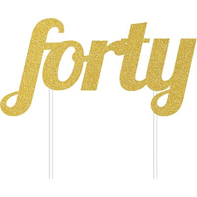 Forty Gold Cake Topper